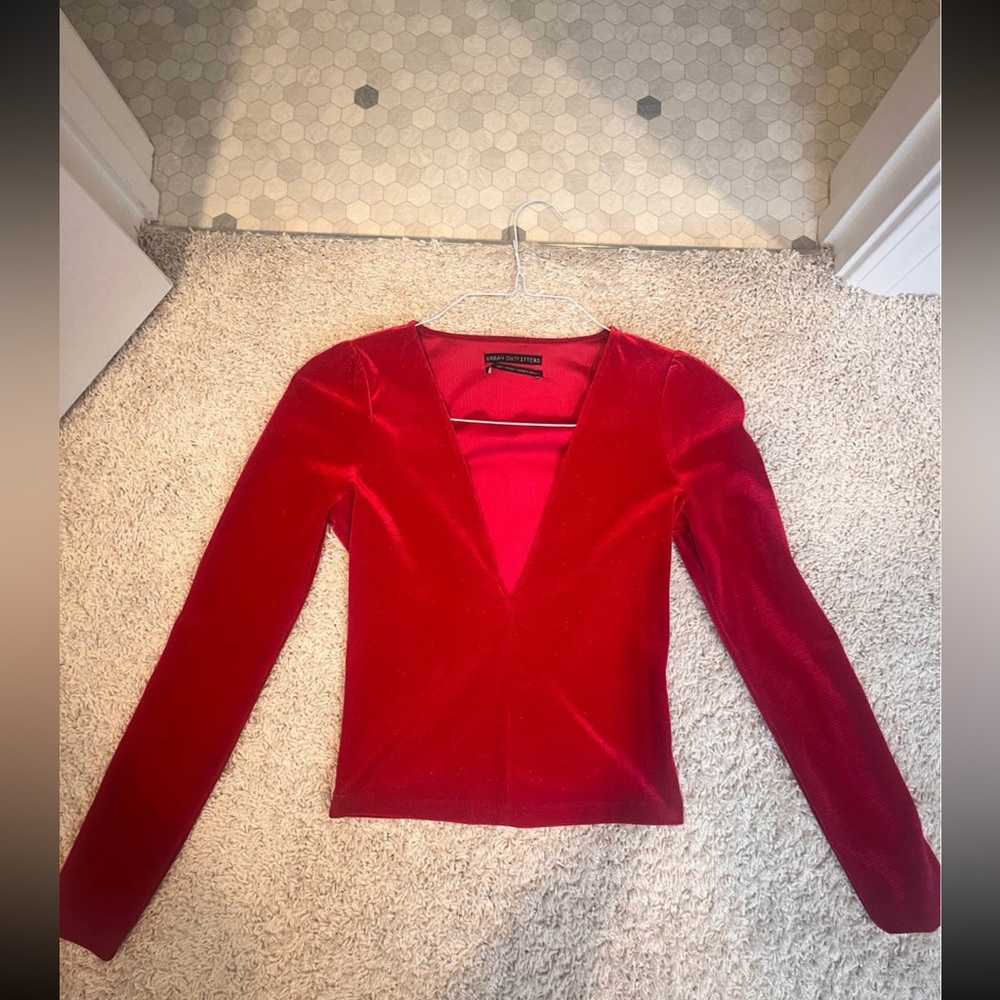 Urban Outfitters Vibrant Red Pink V-Neck Top